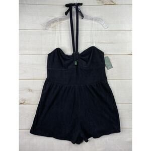 Wild Fable Shortall Womens L Black Terry Cloth Short Romper Halter Beach NWT!